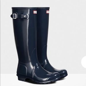 Women's Original Tall Gloss Rain Boots in Navy